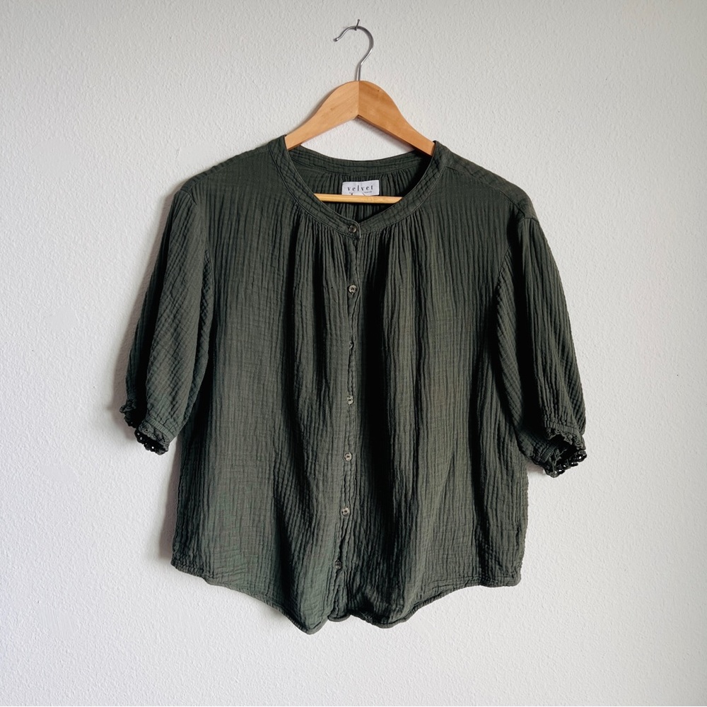 ✂️FINAL PRICE CUT✂️ Cotton Button-Up with Puff Sleeves